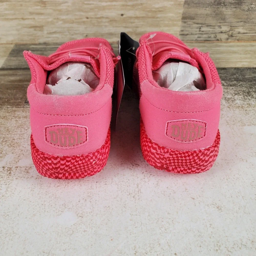 Hey Dude Wally Funk Warped Geo Boys Shoes Sz 13 Pink Lemonade Hot Pink Round Toe